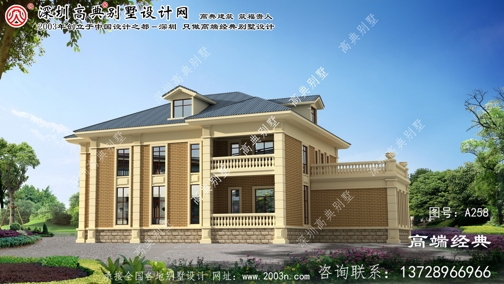 依兰县农村带堂屋复式别墅设计图