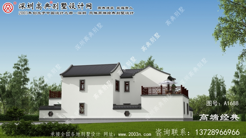 新邵县精美大方的两层中式别墅设计图样。
