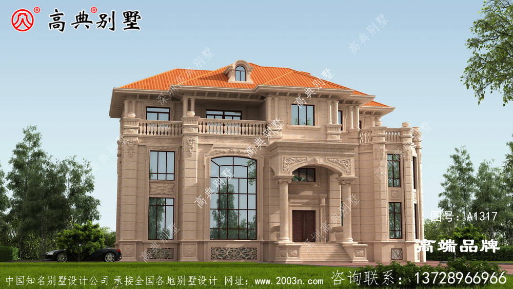 别墅整体比较方正，符合中国人的审美。
